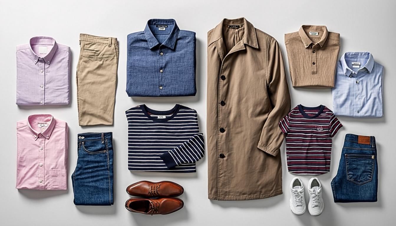 Various textile product categories including menswear, womenswear, kids wear, and fabrics