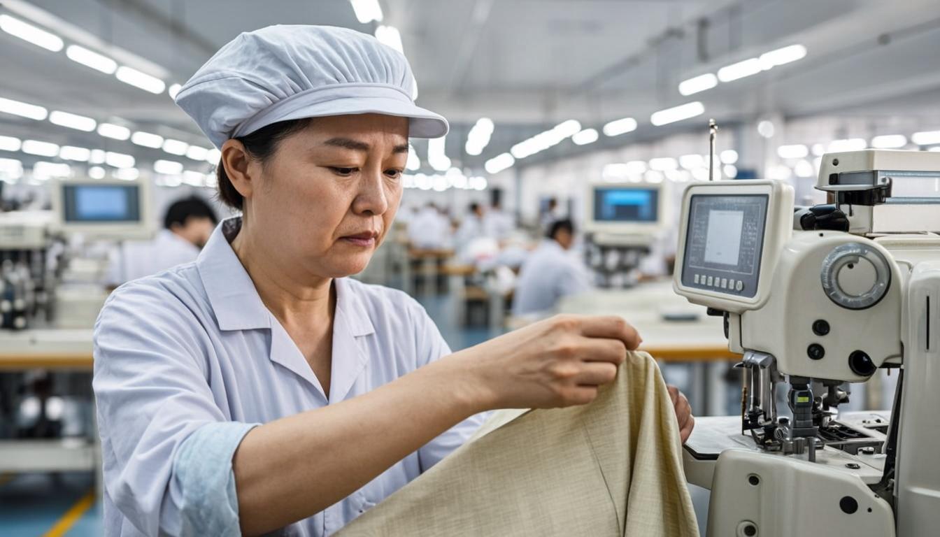 Quality control inspection in textile factory